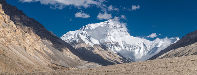 Mount Everest as seen from Base Camp in Tibet