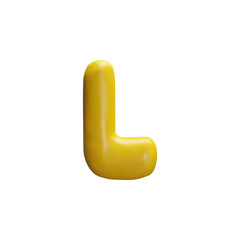 Vector illustration with 3d letter 'l' in bright yellow plasticine on a white background