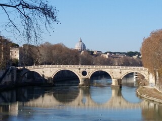 Bridge over the river Tiber in Rome