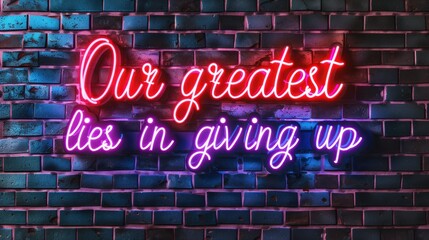 Positive inspirational quote neon sign on brick wall background ai generated image