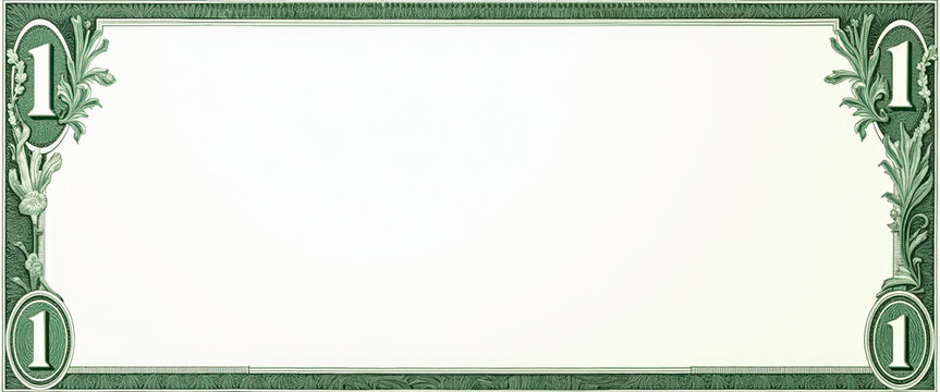 Green dollar bill border with one dollar symbol