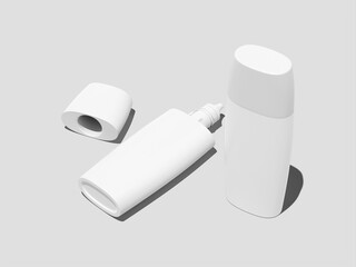 White Blank Skincare Tube Package Mockup 3D Render