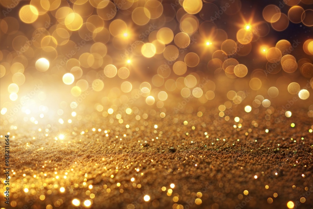 Canvas Prints golden glitter macro shot with blurry lights in background
