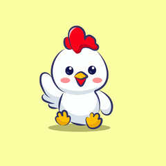 cute cartoon character hatched chicken with a wink vector design