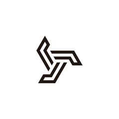 Letter r round, triangle, modern geometric symbol simple logo vector