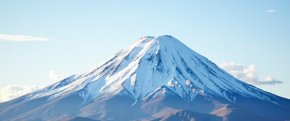 Majestic Snow-Capped Mountain Peak Against a Clear Blue Sky - Powered by Adobe