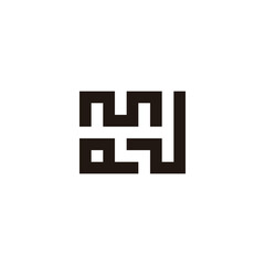 Letter m ,Q and N square geometric symbol simple logo vector