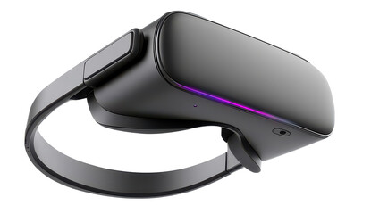 Black Virtual Reality Headset with Purple Light.