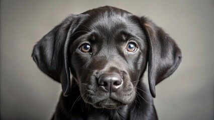 Fototapeta premium Playful black labrador retriever puppy with shiny coat and soulful brown eyes, cute, puppy, dog, black lab, retriever, playful, pet