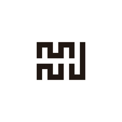 Letter m, N and J square geometric symbol simple logo vector