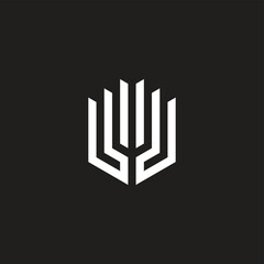 Letter U knifes geometric symbol simple logo vector