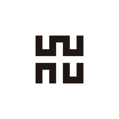 Letter w, n and U squares geometric symbol simple logo vector