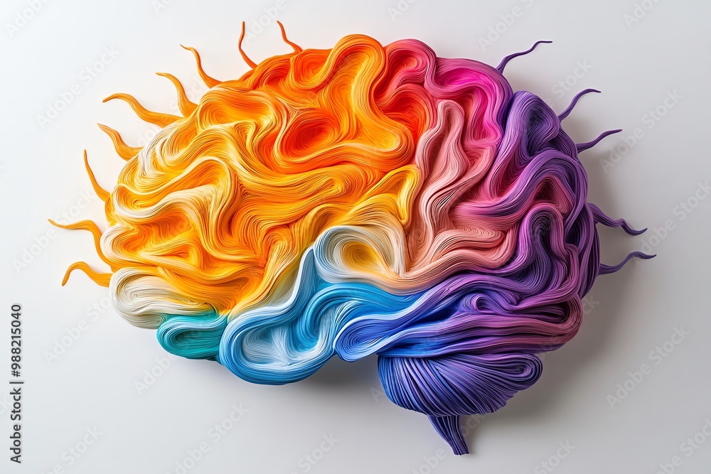 Poster Abstract brain design, featuring swirling colors and flowing lines to symbolize creativity and thought processes