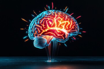 Abstract brain in an explosion of colors, symbolizing creativity, intelligence, and imagination