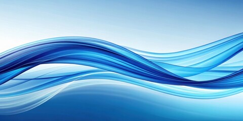 Obraz premium Abstract blue wave background with smooth flowing lines, blue, wave, abstract, background, design, pattern, texture, smooth, flowing