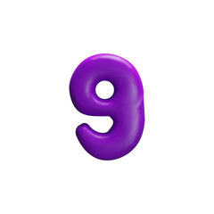 Cute 3d nine-digit purple color is great for educational materials designed for children.