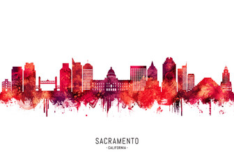 Sacramento California Skyline Red