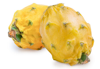 Pitahaya Yellow Dragon Fruit on white background,Yellow Dragon Fruit isolate on white with clipping path.