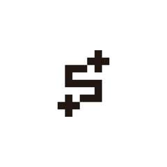 Fototapeta premium Letter S, plus, square geometric symbol simple logo vector