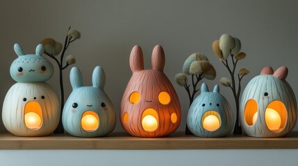 Cute decorative lanterns shaped like animals, adding warmth and charm.