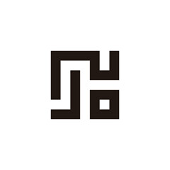 Letter J N o square geometric symbol simple logo vector