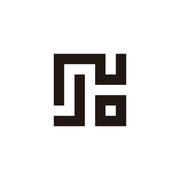 recommend clip art: Letter J N o square geometric symbol simple logo vector