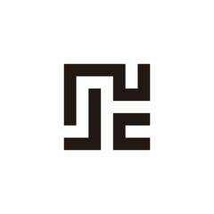 Letter N, J and c square geometric symbol simple logo vector