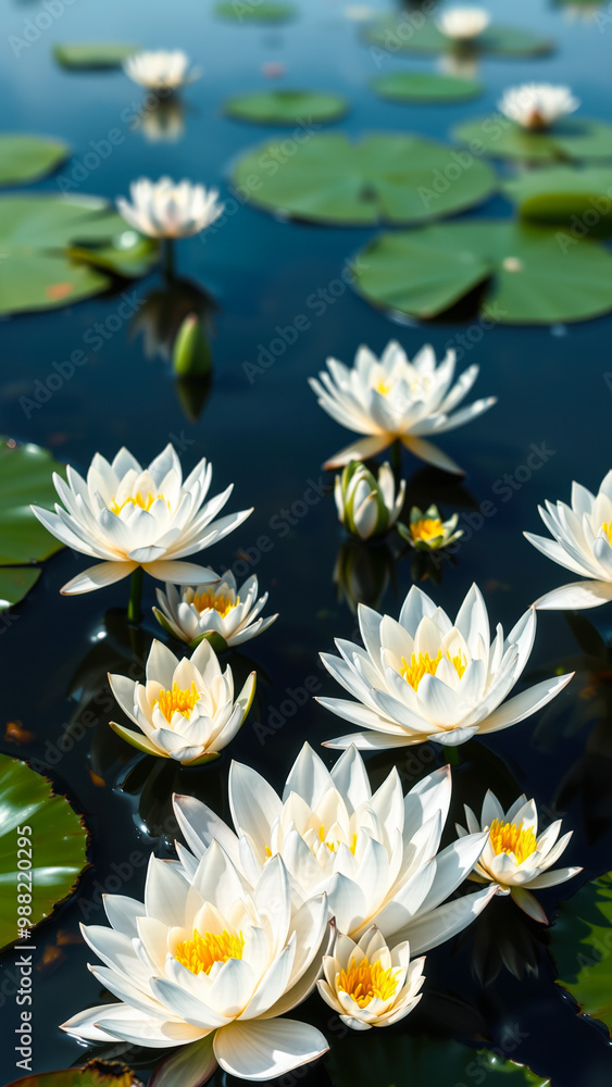 Canvas Prints White Water Lilies in a Pond