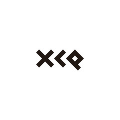 Letter x, c and Q square geometric symbol simple logo vector