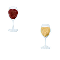 Chilled Wine Glasses filled with Slushy Red and White Drinks for warm summer days
