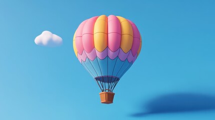 Naklejka premium Colorful Hot Air Balloon Soaring in the Blue Sky