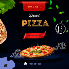 Delicious pizza social media post template