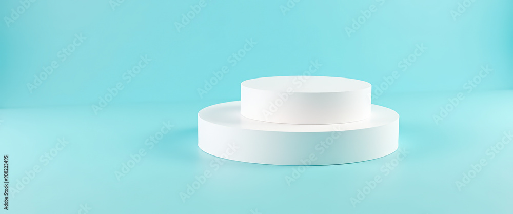 Poster White Cylindrical Platform on Light Blue Background