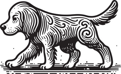 black and white illustration of a dog Art & Illustration