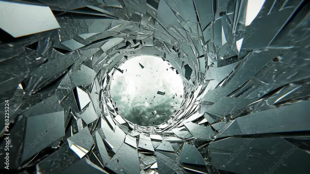 Poster a mesmerizing view of swirling fragments in a dark vortex at an artistic perspective