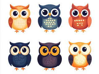 Fototapeta premium Adorable Cartoon Owl Illustration: Colorful Vector Art with Whimsical Design for Animal Lovers and Educational Use