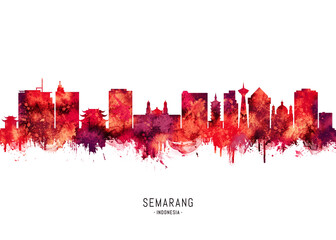 Semarang Indonesia Skyline Red