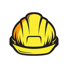 Yellow construction hard hat with black outline.