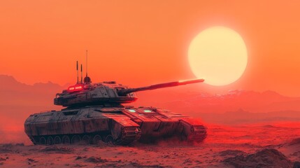 A futuristic stainless steel tank with digital gauges and controls