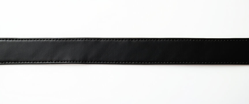 Black leather belt strap isolated on white background
