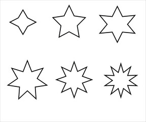 Set of stars vector,Different ster of the sky © MstMarina