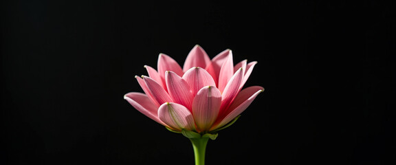 Obraz premium Single Pink Flower on Black Background