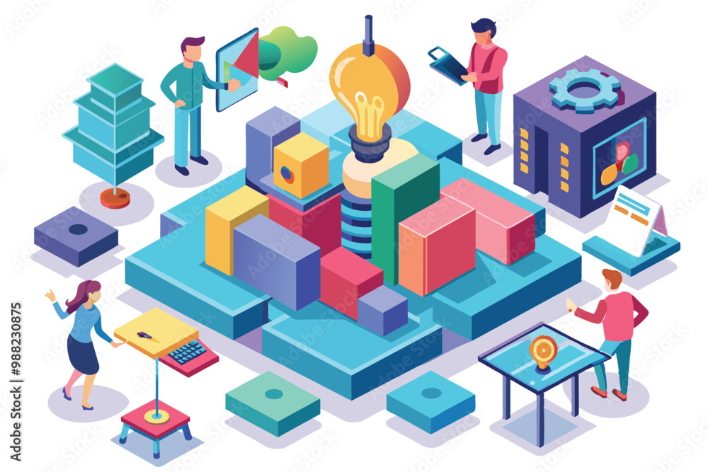 Poster a vibrant office environment showcases individuals engaged in collaborative problem-solving using co
