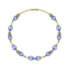 Necklace jewelry design set with diamond and blue Sapphire sketch by hand on paper.	
