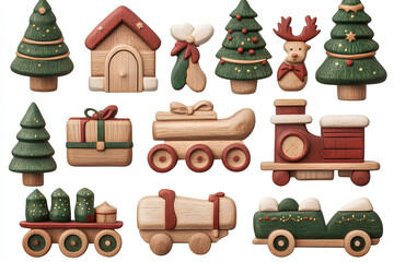 Christmas wood toy, cut out image