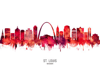 Fototapeta premium St. Louis Missouri Skyline Red