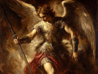  archangel Gabriel in all his pride and glory. AI generative.