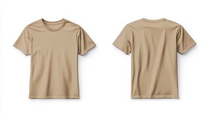 Fototapeta premium Beige t-shirt mockup. T-shirt front and back template