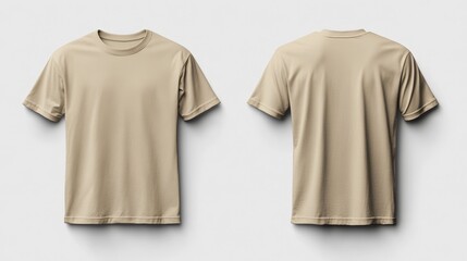 Beige t-shirt mockup. T-shirt front and back template