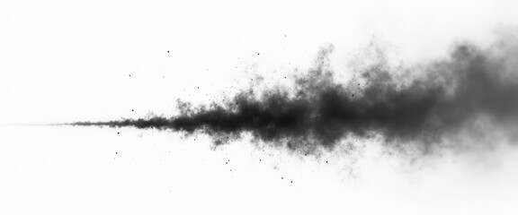 Fototapeta premium Black Smoke Trail Isolated On White Background